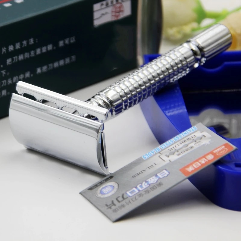 Men Shaving Razor with Blade Sliver Folding Shaving Knife Facial Hair Stainless Steel Straight Razor Holder Shaving Barber Tools 240627