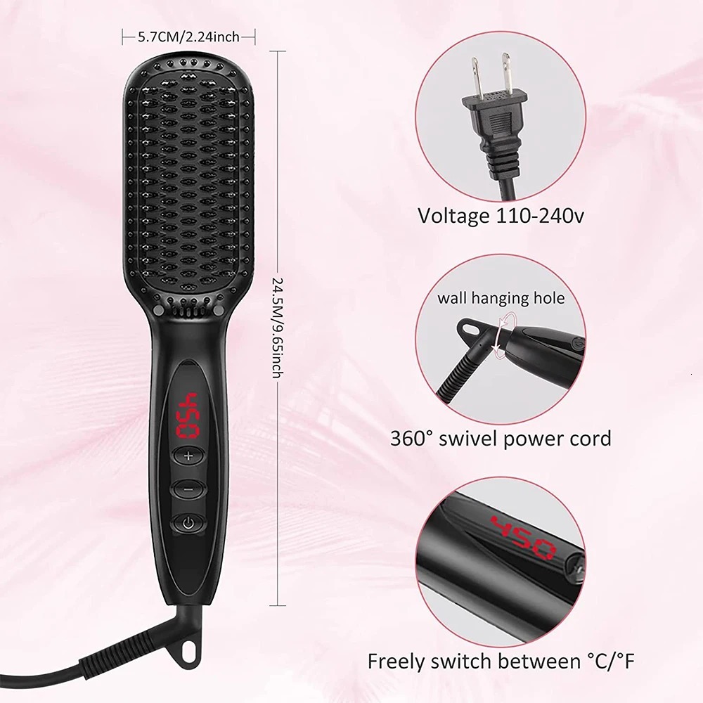 Hot Comb Electric Brushes Straightener Hair Anti-scalding Ceramic Beard Straightening Brush F628-29