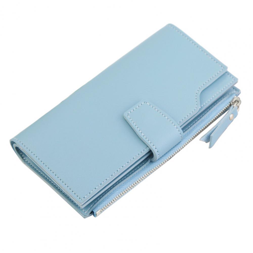 Solid Color Wallet Gift Luxury Card Holder Large Capacity Zipper Blocking Organizer for Phone Pocket Ladies Cartera