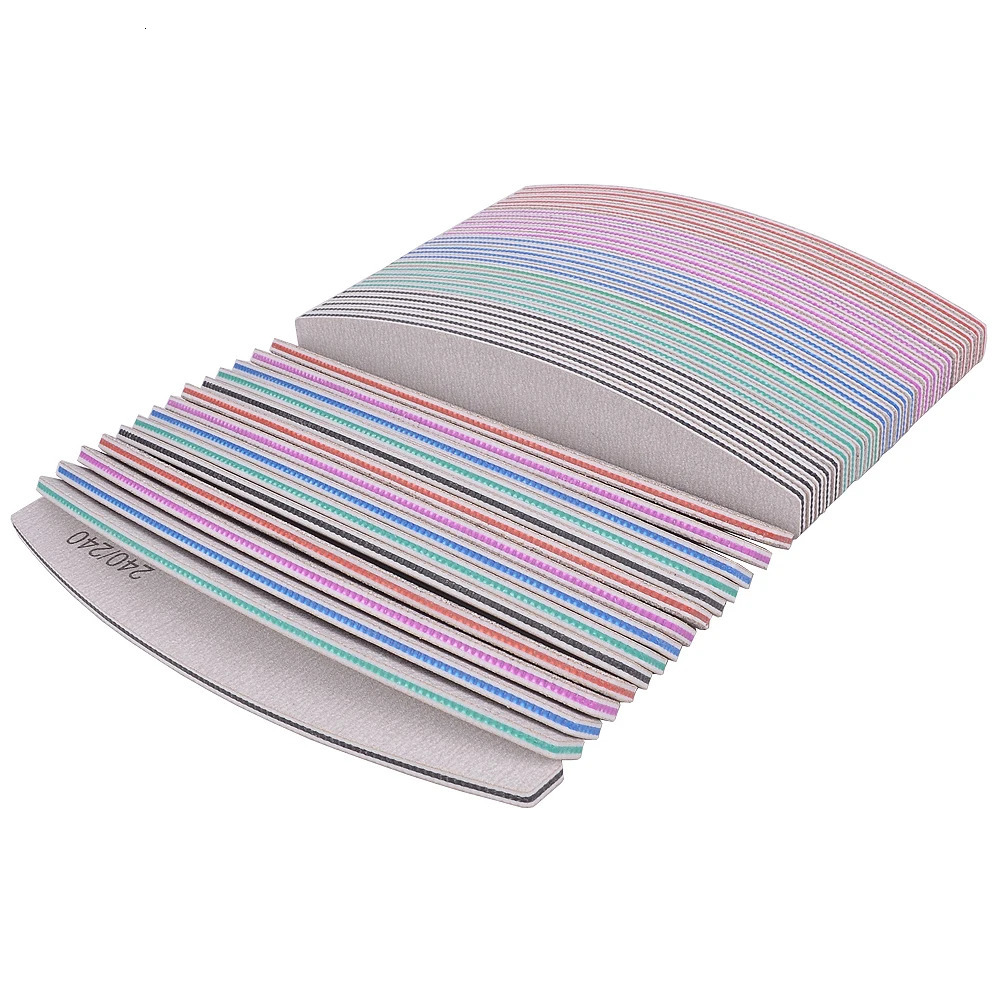 5/10Pcs Professional Nail File 100/180 Sandpaper Strong Thick Nail Files Sanding Half Moon Lime nail accessories and Tools 240627