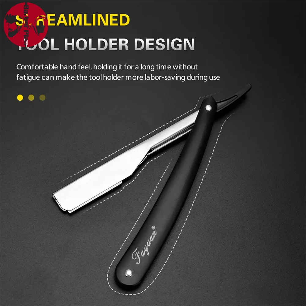 Salon barber razor manual shaver straight edge stainless steel sharp cutter holder folding shaving beard barbershop supplies 240627