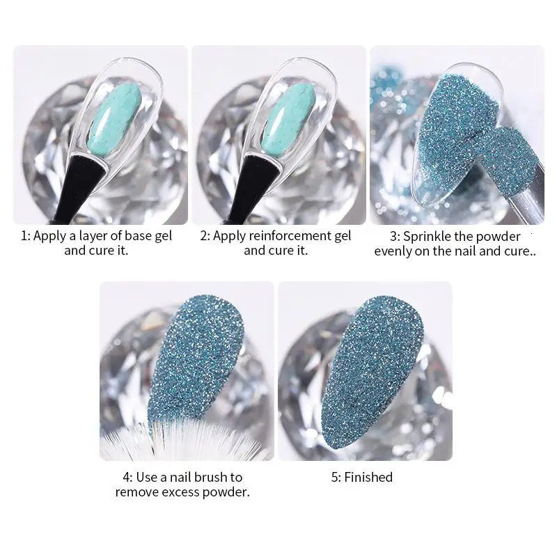 NICOLE DIARY Reflective Glitter Nail Powder Sequins Sparkly Flash Crystal Pigment Dip Chrome Powder Nails DIY Dust Nail Supplies 240627