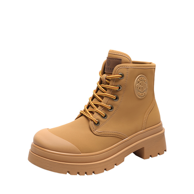 Short Women's 2023 Autumn/Winter New British Style Thick Sole Lace up Work Casual Martin Boots
