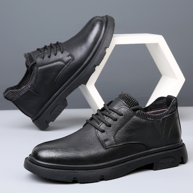 Men Oxford Shoes Trendy Black Casual shoes Luxury British Style Men Boots Outdoor Non-Slip Work Shoes Design Offical Party Boats