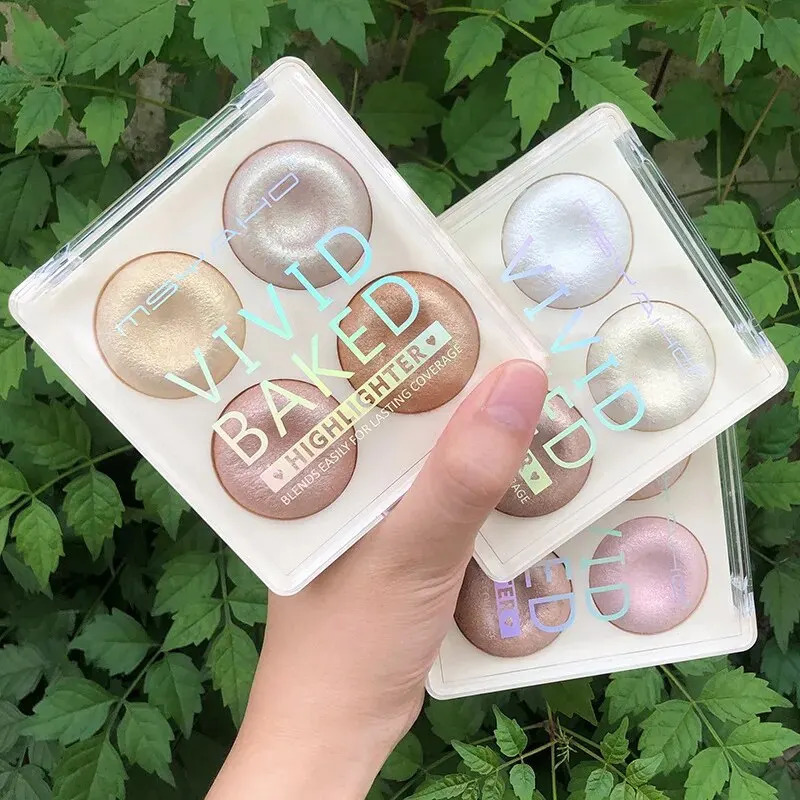 -Selling Four-Color Pearlescent Baked Powder High-Gloss Eye Shadow Con Blush Baked Powder Makeup Eye Shadow Palette 240627