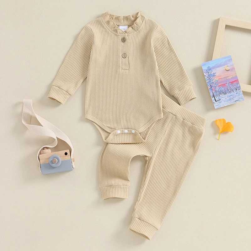 Pajamas 0-18 meter baby girl spring and autumn dress solid color pleated long sleeved jumpsuit set newborn baby casual clothing WX5.31