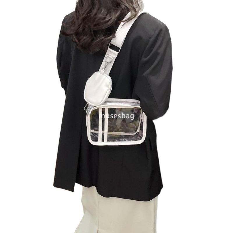 Fashion Women's Designer New PVC Knitted Colorful Shoulder Strap Diagonal Strap Bag Small Zero Wallet Korean Multi functional Small Square Bag Si