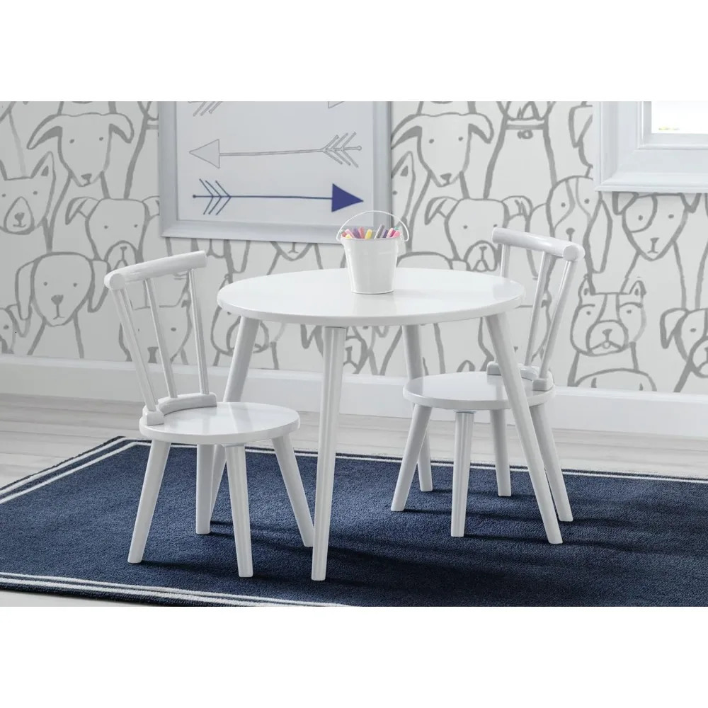 Toys for Kids Chair and Table Set Homestead 2 Chairs Ideal Arts Crafts Bianca White Children Study Desk 240618