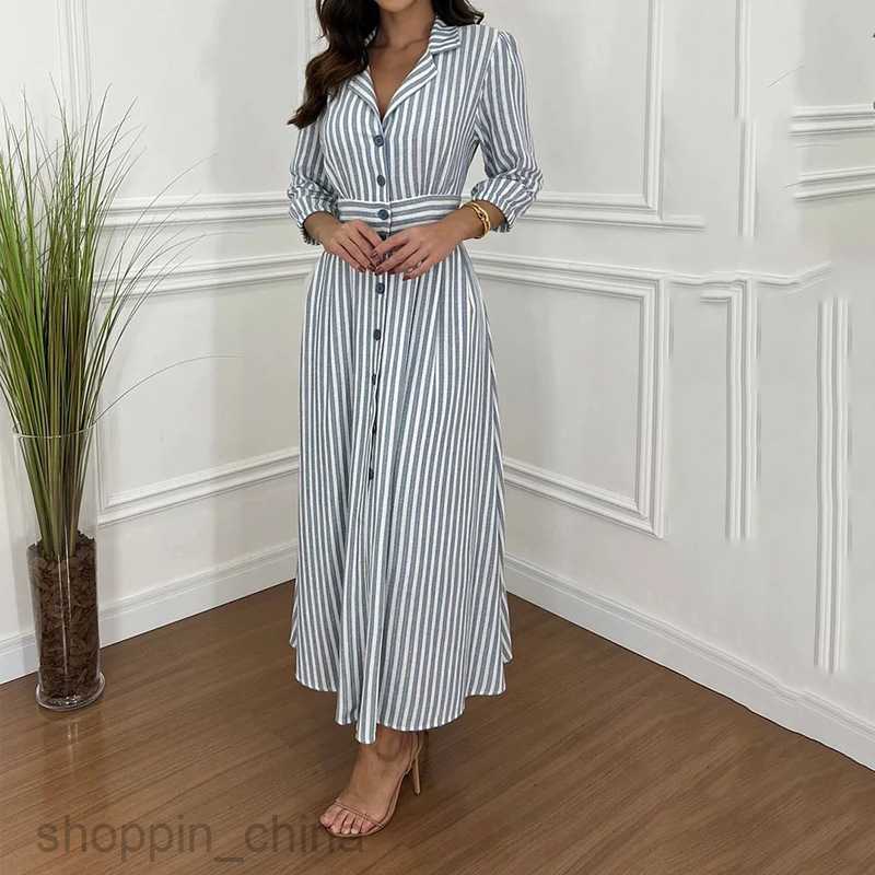 Basic Casual Women Dresses Fashionable women's clothing summer casual lapel striped printed shirt dress