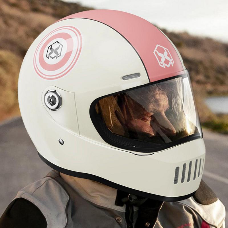 Men Women Vintage Full Face Motorcycle Helmet Dual Lens FlipUp Helmets Motocross Racing Modular Motorbike Safety Helmets
