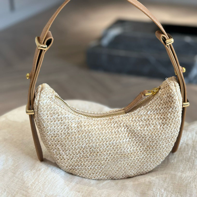 Designer Shoulder Bag Womens mens straw bags armpit bags Crossbody half moon bags Luxurys purse handbag real Leather tote clutch underarm Bag strap