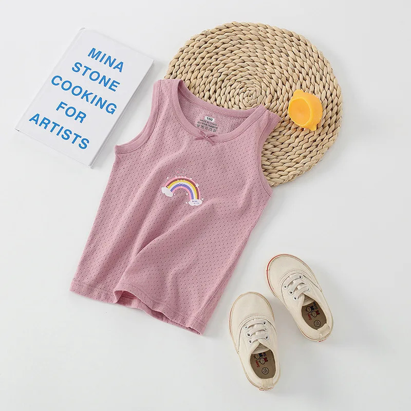 Summer Top Clothes for Children Mesh Girls T-shirts Cartoon Boys Tank Top Young Girl Lingerie Baby Underwear Teen Sports Clothes 240627