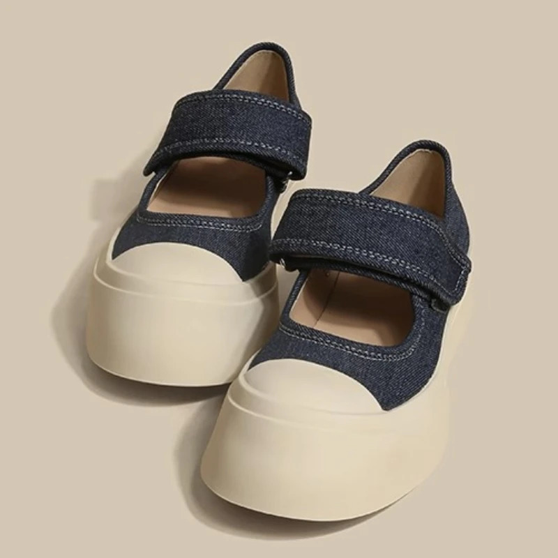 French Womens Shoes Hook and Loop Casual Platform Fashion Comfortable Simple Hundred Wind Daily Girls Mary Jane Retro Shoes 240627