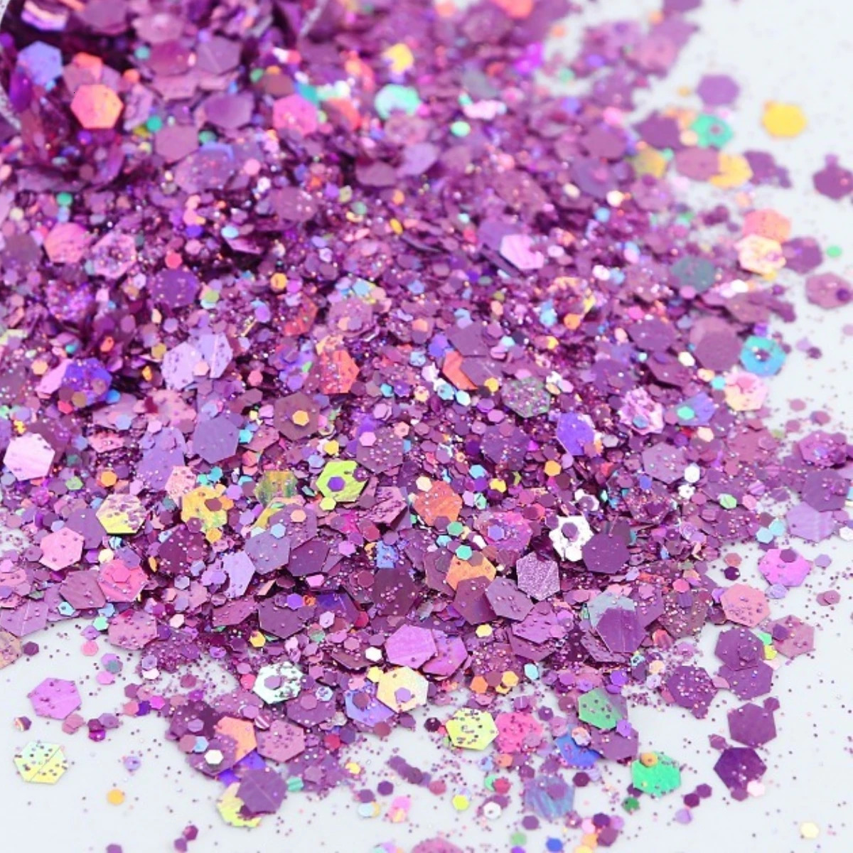 10G Loose Bulk Chunky Nail Glitter Holographic Silver Hexagon Sequin Powder Decoration for Epoxy Resin DIY Nails Accessories 240627