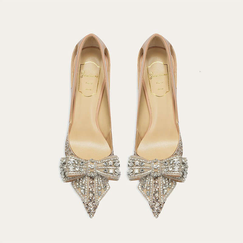 2023 New Dress Bridal Pumps Engagement Wedding Shoes Bridesmaid Butterfly-Knot High Heels Kq3