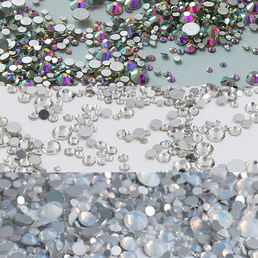ss3-ss8 1440pcs Clear Crystal AB Gold 3D FlatBack Nail Art Rhinestones Decorations Nail Charms Shoes and Dancing Nail Decoration