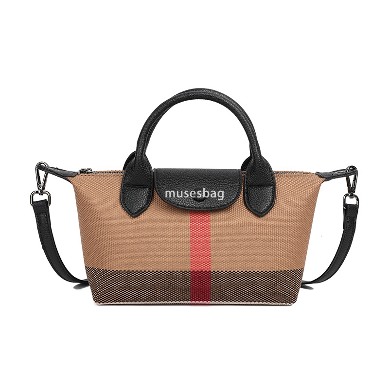 Classic plaid bag, genuine leather women's bag winter new fashionable and simple single shoulder crossbody bag high-end feeling dumpling bag