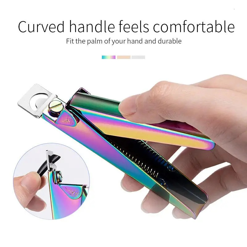 Stainless Steel UV Gel False Nail Tips Trimmer Clipper Edge Cutter Nail Art Manicure U Word Rainbow Gold Silver Tools 240627