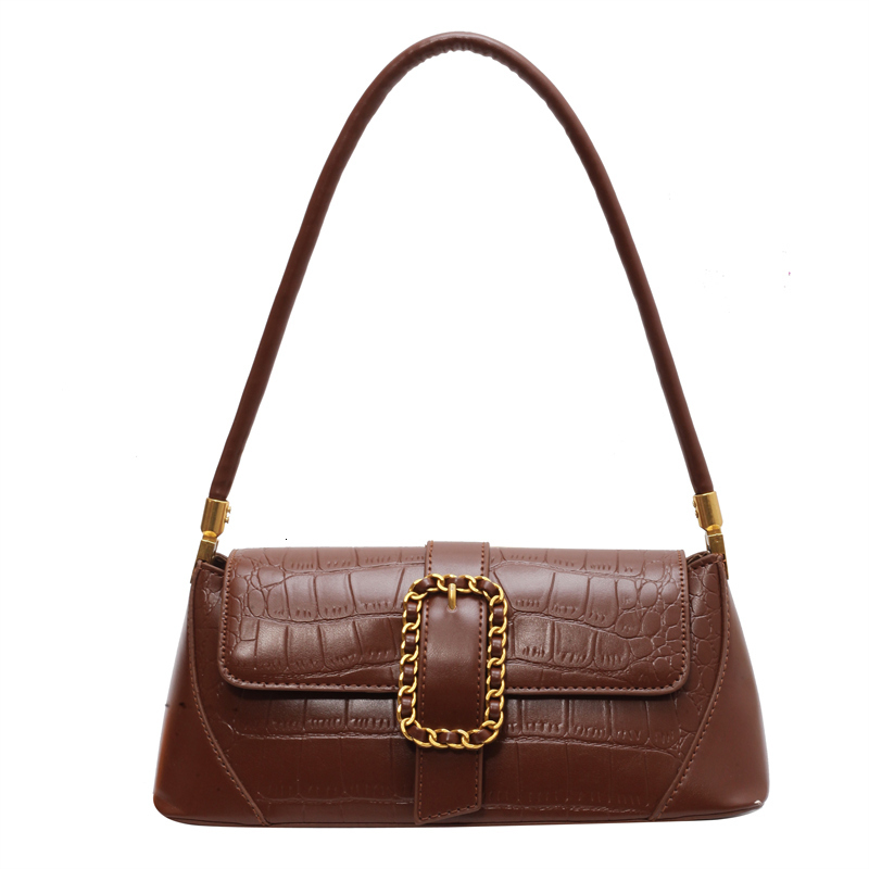 French Underarm Bag for Women Stone Pattern PU Leather Shoulder Bags Fashion Chic Lock Handbags 2023 New H6.28#33