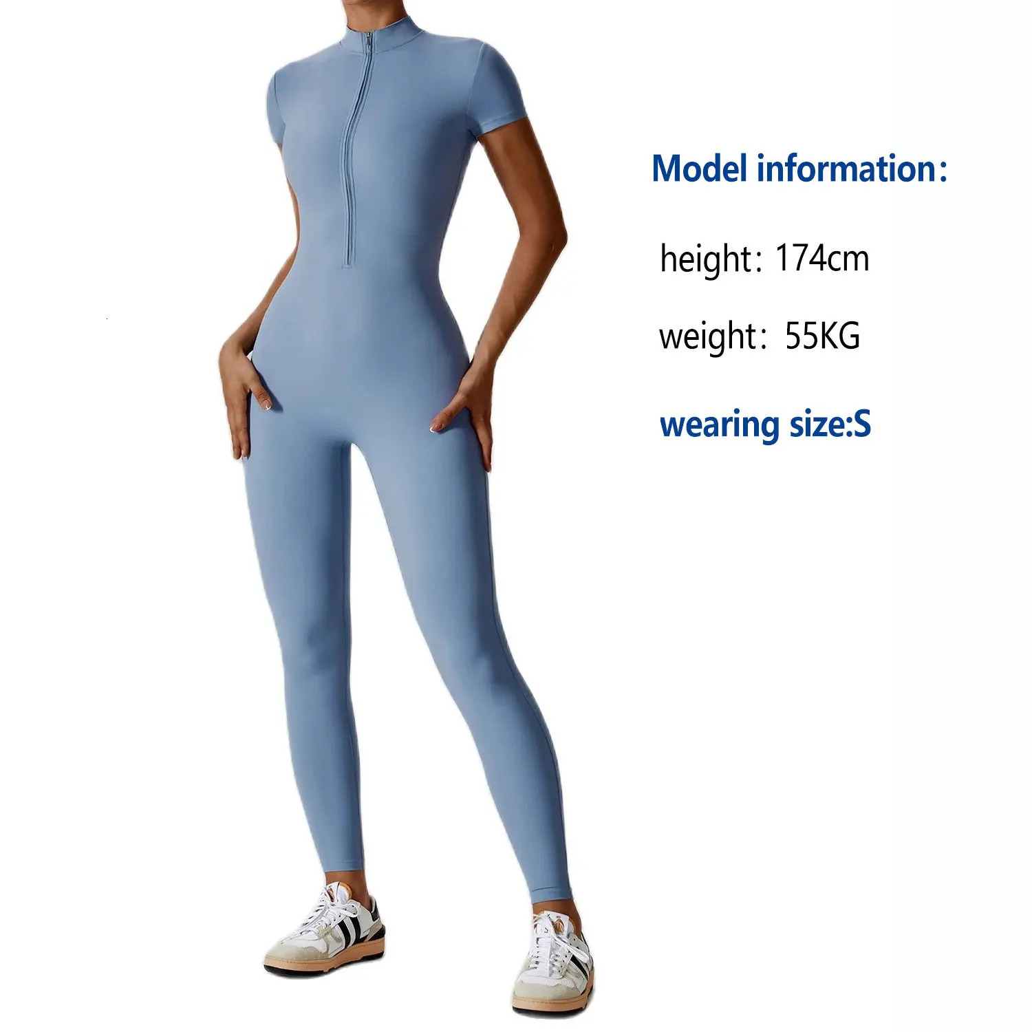 HGC Yoga Jumpsuit Women Zipper Short Sleeve one piece Gym suit Fitness Set Comfort Workout Romper Elastic Siamese Sportswear 240627