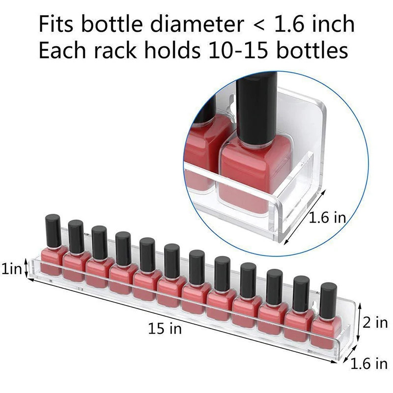1/4 Layer Nail Polish Display Rack Transparent Acrylic Storage Holder Art Tools Lipstick Organizer Wall-mounted Shelf 240627