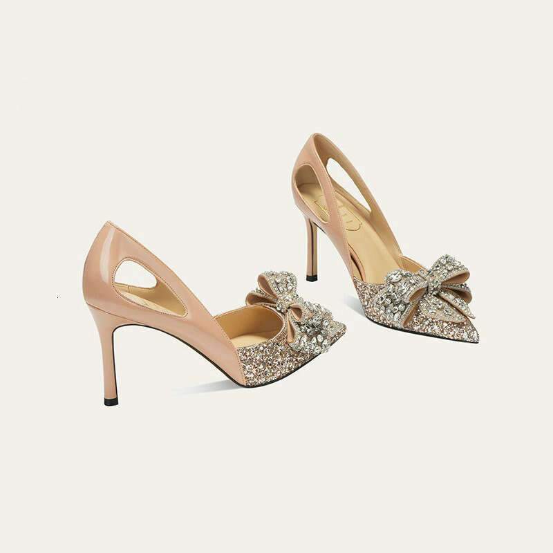 2023 New Dress Bridal Pumps Engagement Wedding Shoes Bridesmaid Butterfly-Knot High Heels Kq3