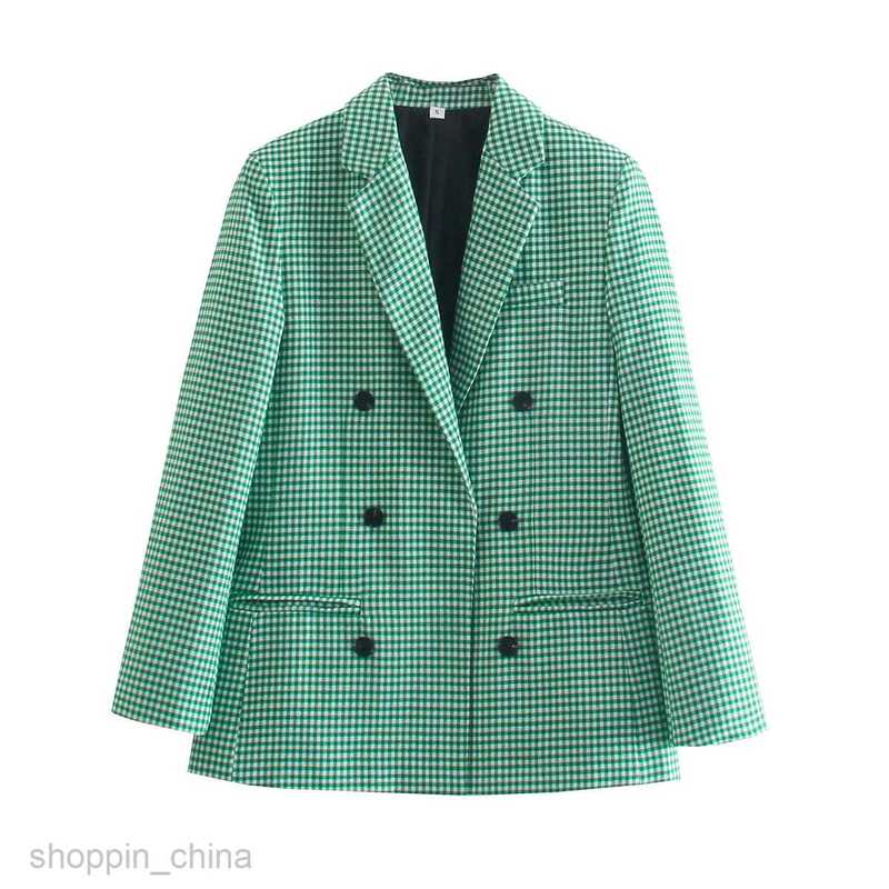 Women Jackets Coats Women's Autumn New Checkered Double breasted Coat Personalized Suit Top 5 Colors