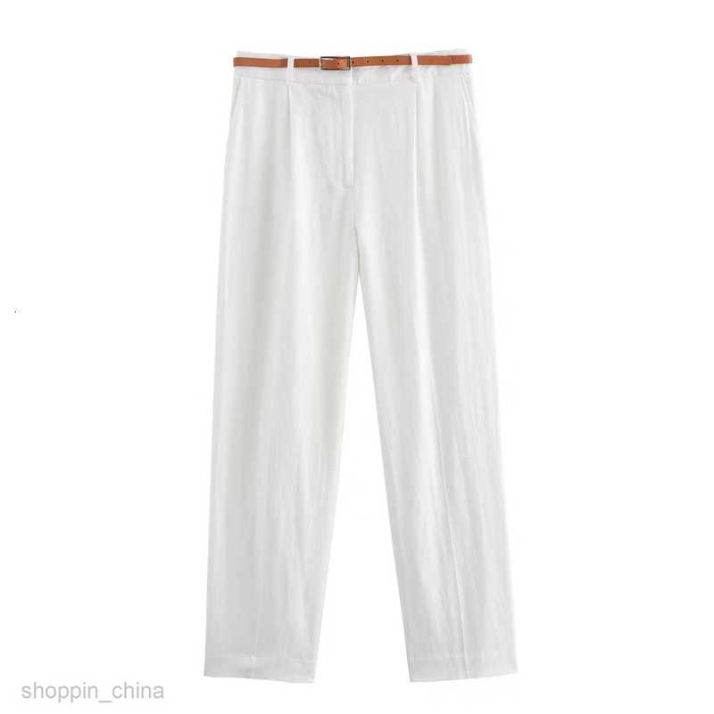 Women's Two Piece Sets Pants Summer New Women's V-neck Slim Fit Vest+Belt and Pants Set F6414