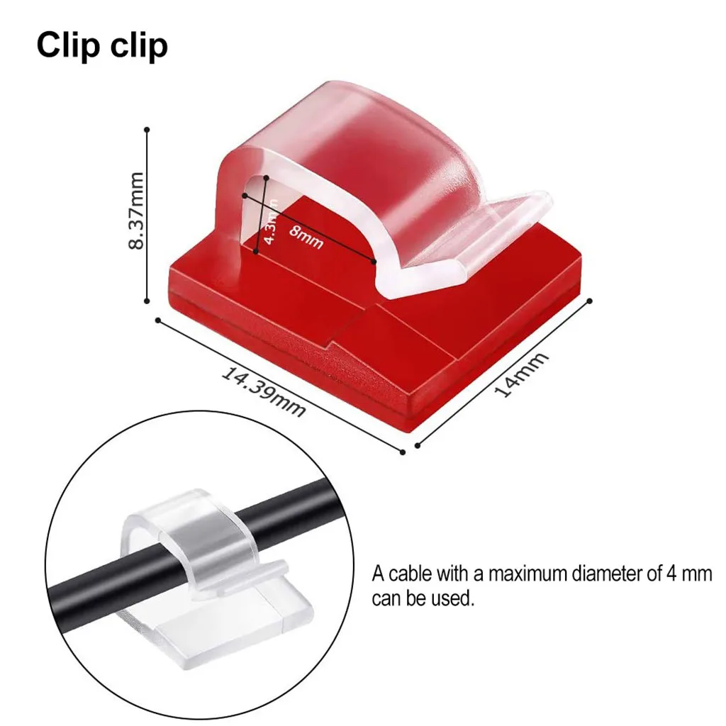 50PCS Cable Organizer Clips Network Cable Management Wire Manager Cord Holder Notebook USB Charging Data Line Bobbin Winder Wall Mounted Hook Acrylic - view 3