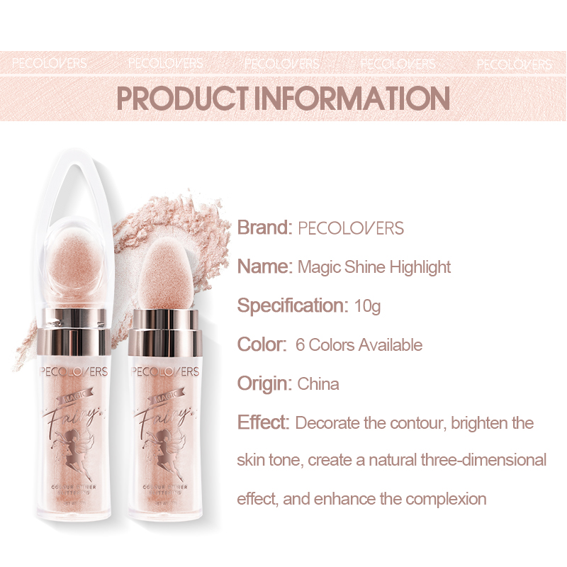 Shimmer Highlighter Powder Glitter Highlight Stick Natural Brighten Powder for Face Body Makeup