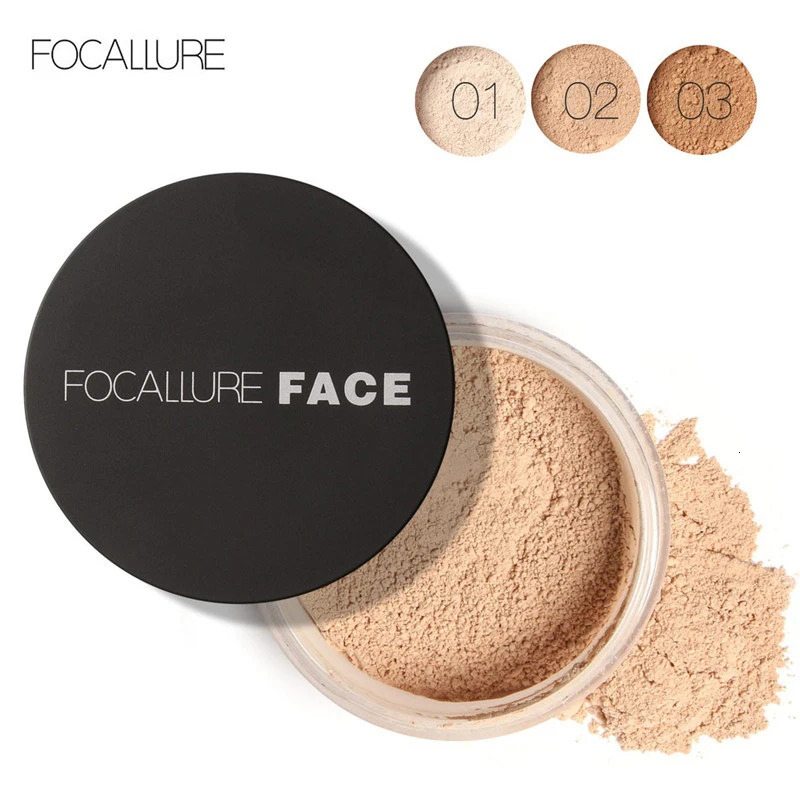 FOCALLURE Makeup Face Powder 3 Colors Makeup Waterproof Loose Cover Powder Skin Finish Oil Control 240627