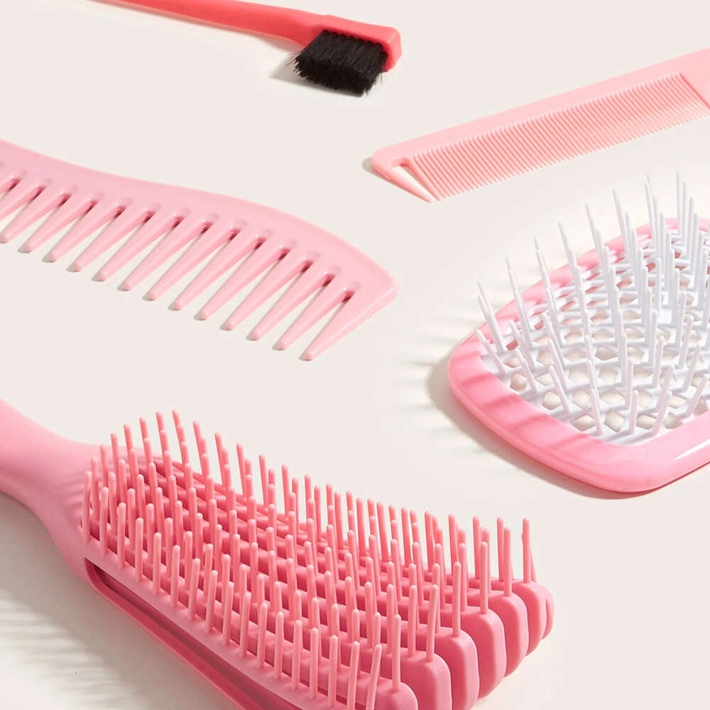 5 pcs/Set Detangling Set Scalp Massage Dual Edge Brush Styling Comb for Curly/Straight/Wet/Dry/Long/Short Hair F628-15