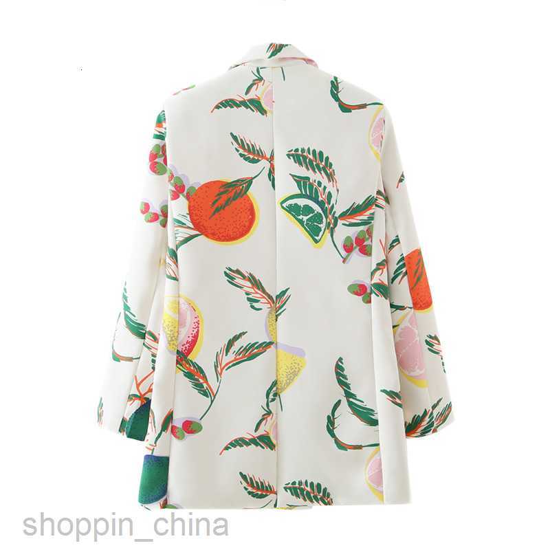 Women Jackets Coats Women's Autumn New Fresh Fruit Print Suit Coat