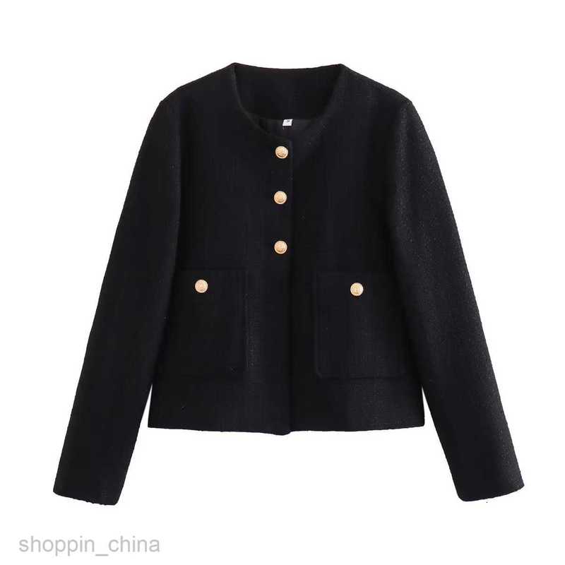 Women Jackets Coats Women's Autumn New Round Neck Slim Fit Colored Women's Button Decoration Coat