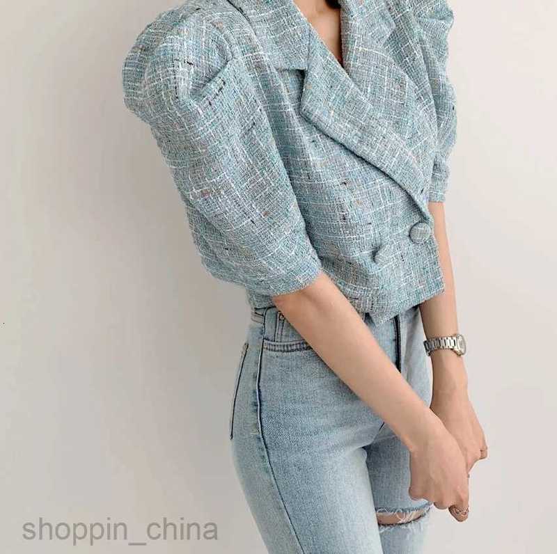 Women Jackets Coats style short style suit for women's new chic socialite temperament short sleeved slim fit jacket