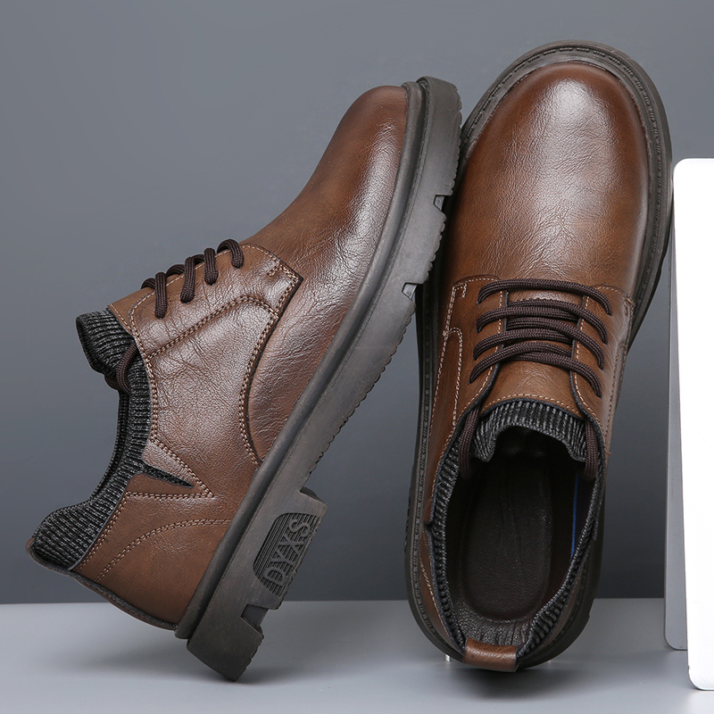 Men Oxford Shoes Trendy Black Casual shoes Luxury British Style Men Boots Outdoor Non-Slip Work Shoes Design Offical Party Boats