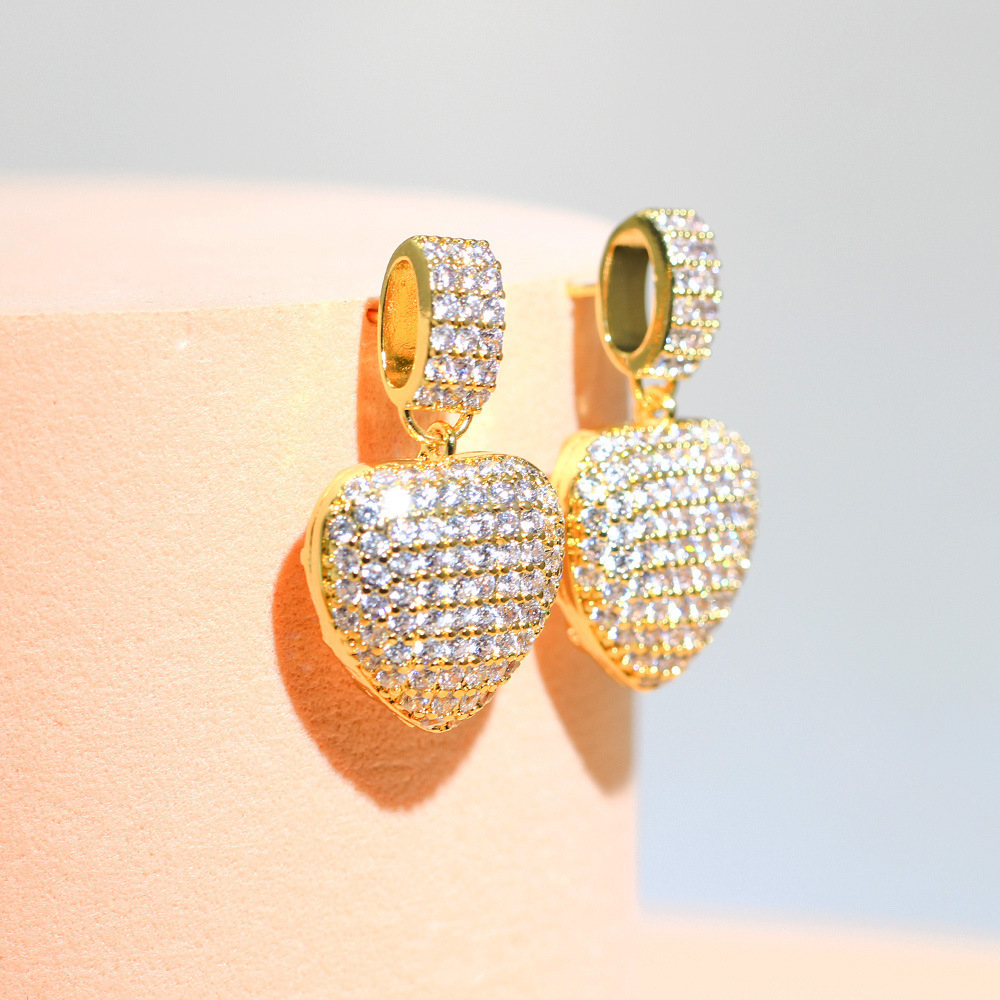 Choucong Brand Dangle Earrings Sparkling Luxury Jewelry 925 Sterling Silver Gold Fill Pave Micro White Sapphire CZ Diamond Gemstones Party Heart Drop 