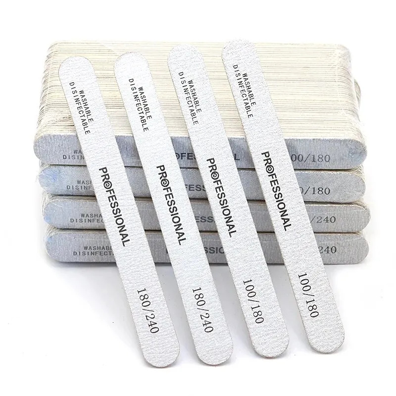 100Pcs Wooden Nail File Professional Sanding Buffer Files 100/180/240 Double Side For Salon Manicure Pedicure UV Gel Tips Tools 240627