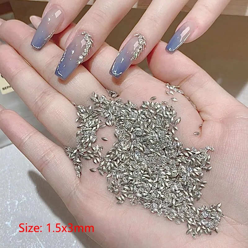 30/100Pcs Pointed Bottom 1.5xm Mini Horse Eye Nail Art Rhinestone Flash High Quality Zircon Crystal 3D Manicure DIY Decoration 240627