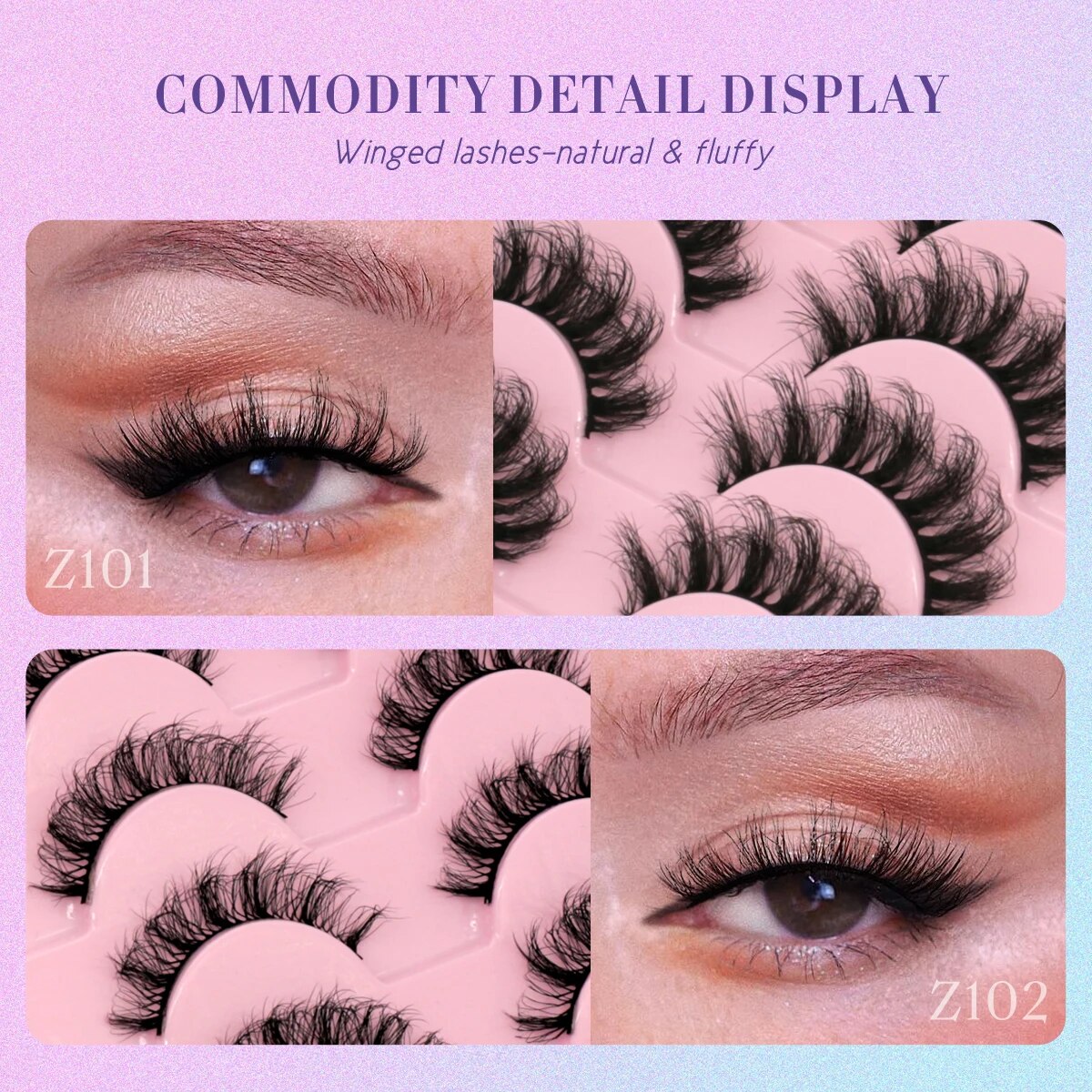 GROINNEYA 10 Pairs Eyelashes Natural False Lashes 3D Manga Lashes Y2K Winged Natural Realistic Cat Eye Eyelash Extension