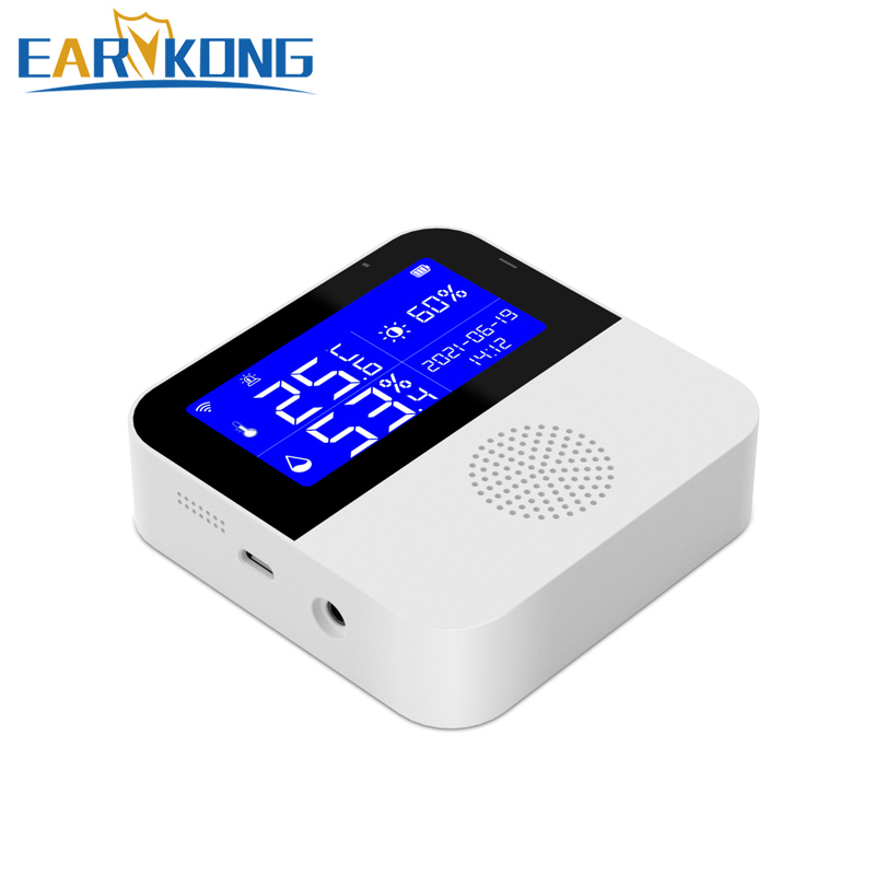 Tuya WiFi Temperature Sensor Humidity Detector Smart Home Thermometer Alarm With Screen Display Support Alexa Google Assistant