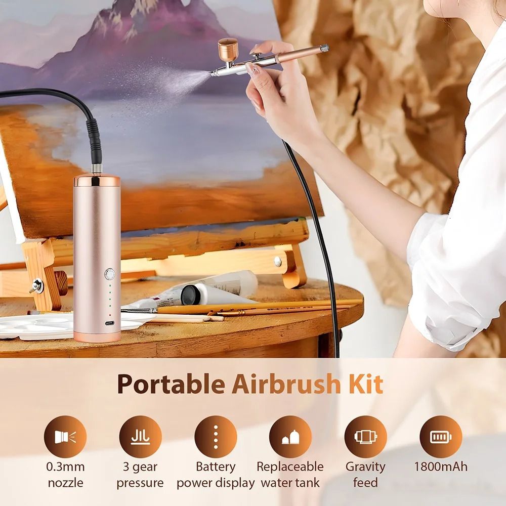 190cm Air Tube Portable Nails Airbrush Kit Compressor Nail Paint Spray Gun Makeup Cake Pastry Painting Sprayer Barber 240627