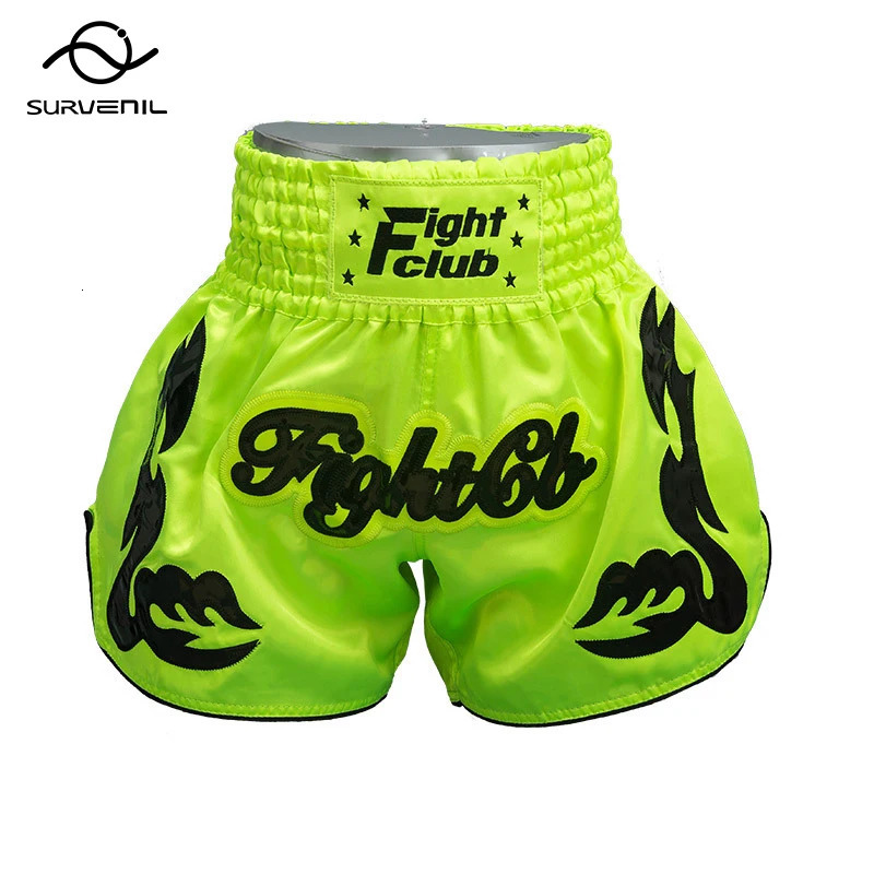 Muay Thai Shorts Men Kids Boxing Shorts Women Embroidery Satin Kickboxing Pants MMA Shorts Sanda Grappling Fight Training Wear 240615