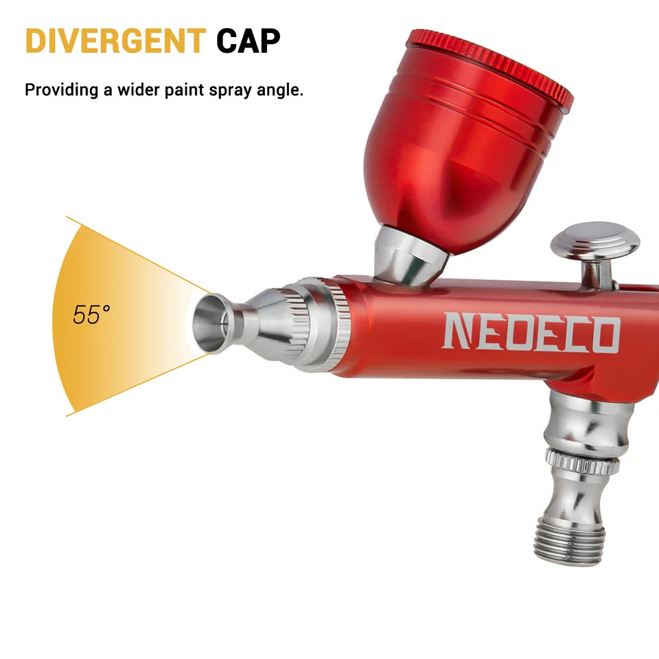 Neoeco Airbrush Kit Dual-Action Gravity Air Brush Gun with 3 Nozzle Sets Aluminum Spray Gun for Makeup Nail Art Painting Model 240627