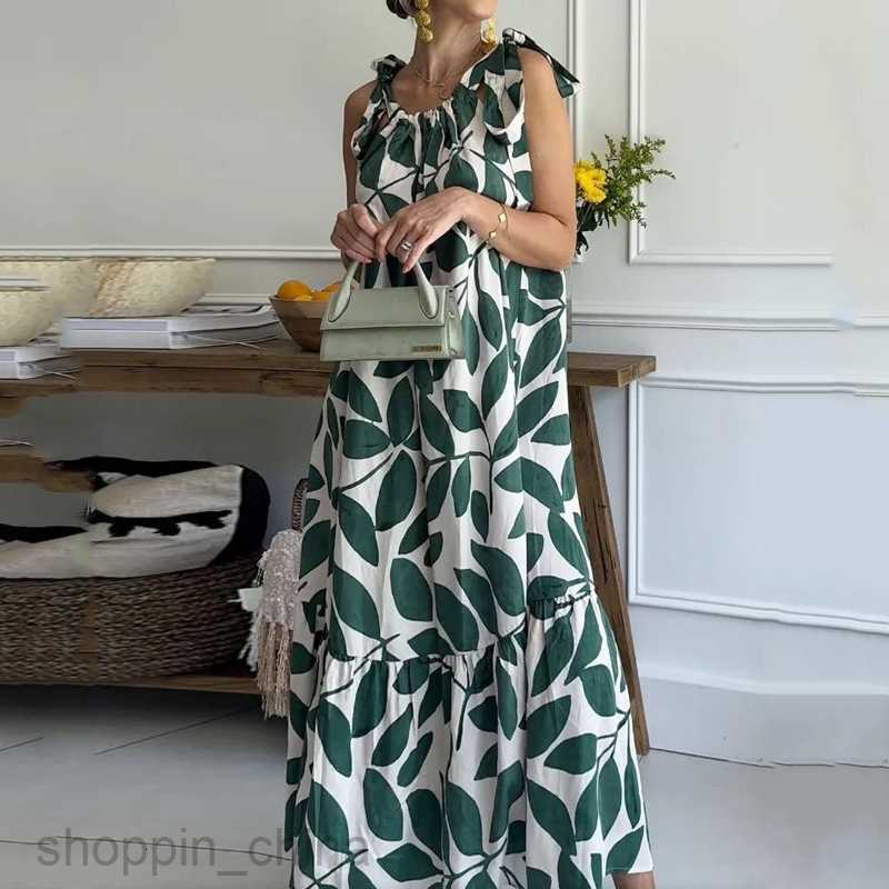 Basic Casual Women Dresses Summer Women's New Casual Sleeveless Strap Printed Dress