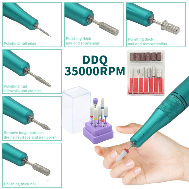 DDQ Electric Nail Drill 35000RPM Professional Electric Nail File Kit for Acrylic Gel Nails Manicure Pedicure Home Use 240627