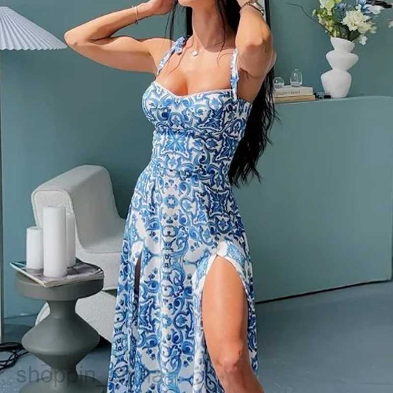 Basic Casual Women Dresses Women's long skirt, summer new fashionable and sexy camisole slit loose fitting dress