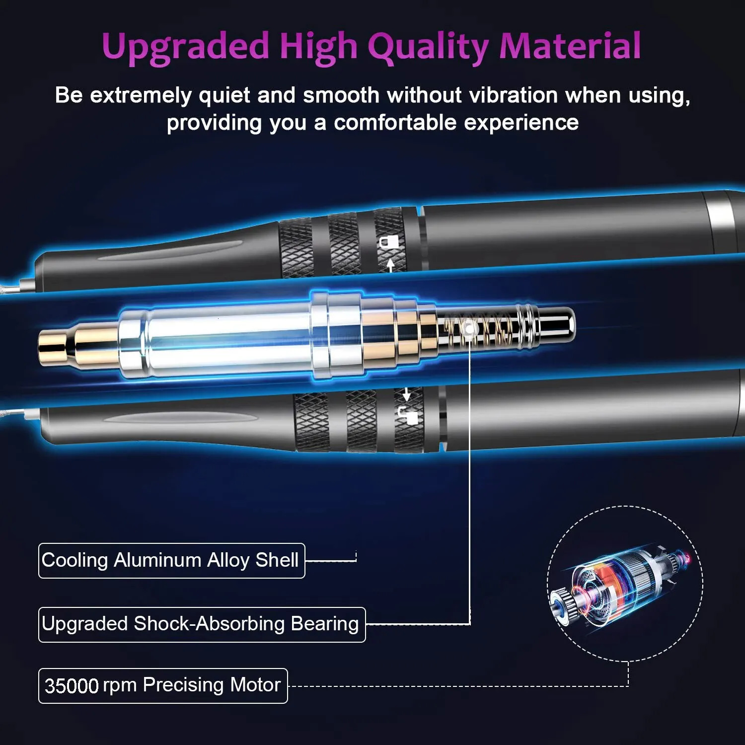 35000RPM Electric Nail Drill Machine Portable Nail File Kit for Acrylic With Adjustable Speed Display Manicure Pedicure Home Use 240627