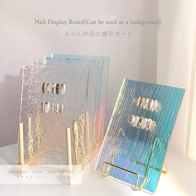 BOQN Nail Art Ice Cube Display Board Aurora Acrylic Finished Sample Color Board Nail Art Display Board Po Prop 240627