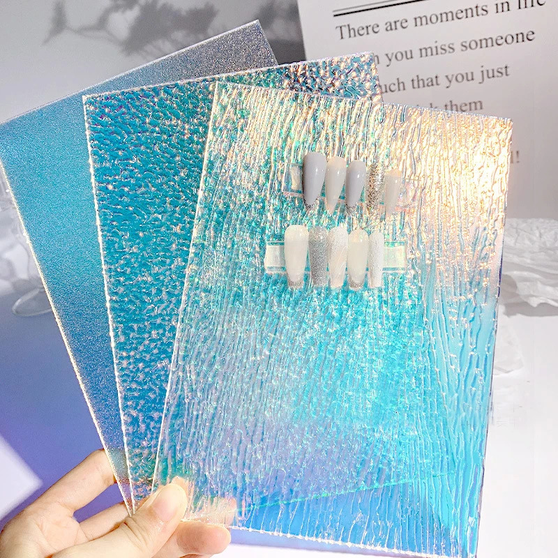 BOQN Nail Art Ice Cube Display Board Aurora Acrylic Finished Sample Color Board Nail Art Display Board Po Prop 240627